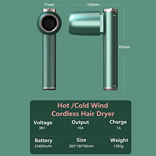 GWMWON Wiederaufladbare Haartrockner mit Ladestation, freistehender tragbarer Fön, kabelloser Heiß-/Kaltluft-Haartrockner, 23400mAh Akku, Weihnachtsgeschenke für Frauen