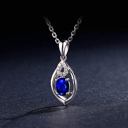 ANAZOZ Echtschmuck Halskette Damen 18K 750 Weißgold Hohl Wassertropfen 3.3Ct Saphir Blau Halskette mit Anhänger mit Diamant Schmuck für Frauen