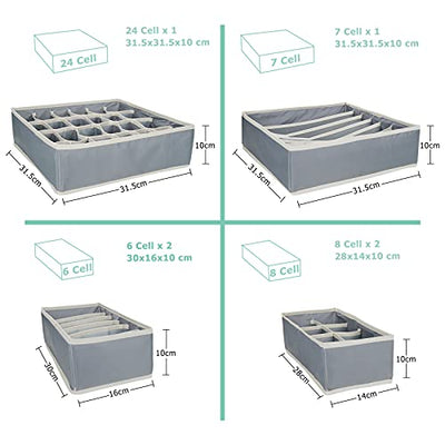 Onlyesh 6 Stück Schubladen Organizer, Faltbare Kleiderschrank Organizer für BHs, Unterwäsche, Socken, Krawatten