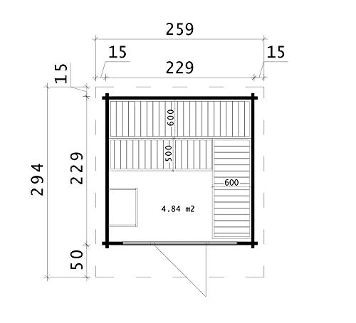 CARLSSON Saunahaus Lupoa-44, Wandstärke 44 mm (259 x 294 cm)