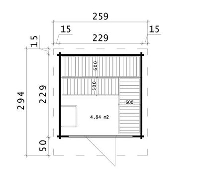 CARLSSON Saunahaus Lupoa-44, Wandstärke 44 mm (259 x 294 cm)