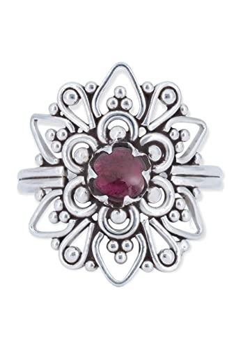 Ring 925 Silber Granat roter Stein Edelstein echt Silber Damen Sterling Silber Geschenk (NO.: MRG-174-02)