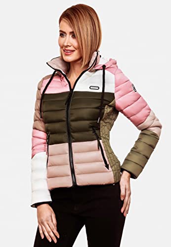 Navahoo Damen Übergangs-Jacke leichte Colorblocking Steppjacke Lulana Multikulti Multicolor Naturals Gr. S