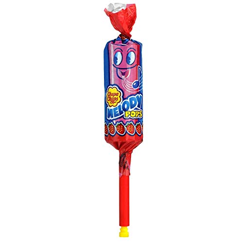 Chupa Chups Melody Pops, 48er Thekendisplay, fruchtige Erbeer-Lollis in Flötenform zum Musik spielen