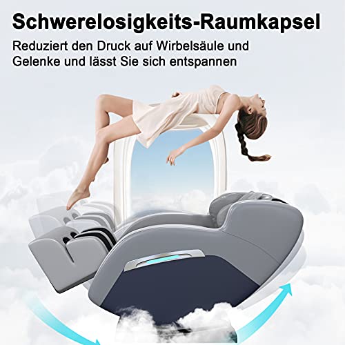 AJDOLL Massagesessel Ganzkörpermassage,Multifunktionaler Ganzkörper-Elektrischer Shiatsu-Massagestuhl mit Heizung und Fußroller für Zuhause und Büro (grau)