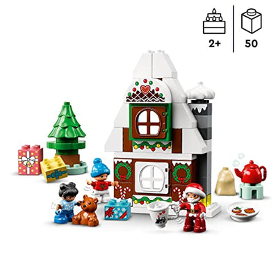 LEGO 10976 DUPLO Lebkuchenhaus mit Weihnachtsmann Figur, Weihnachtshaus-Spielzeug, Geschenk für Kleinkinder ab 2 Jahren, Bausteine, Lernspielzeug für Mädchen und Jungen