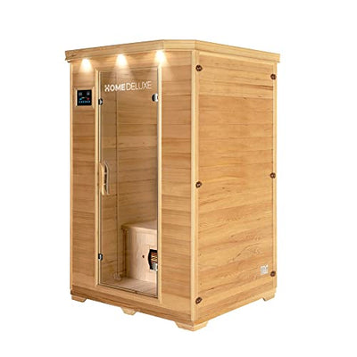 Home Deluxe – Infrarotkabine REDSUN M - Keramikstrahler, Hemlocktanne, Maße: 120 x 105 x 190 cm I Infrarotsauna für 2 Personen, Sauna, Wärmekabine