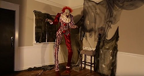 Horror Zombie Clown 2 Meter Halloween Puppe Roboter Licht Sound Bewegung Animatronic Deko