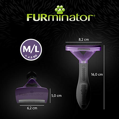 FURminator deShedding-Tool Katze Größe M/L Langhaar - Katzenbürste für mittelgroße bis große Katzen zur Entfernung der Unterwolle - Verbessertes Design