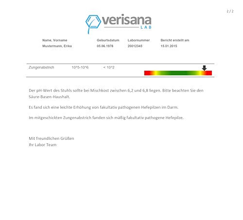 Verisana Candida Test | Stuhltest PLUS Zungenabstrich auf Candida albicans, Candida spec, Geotrichum candidum, Schimmelpilze | Pilzinfektion im Stuhl und Mund per Pilztest feststellen