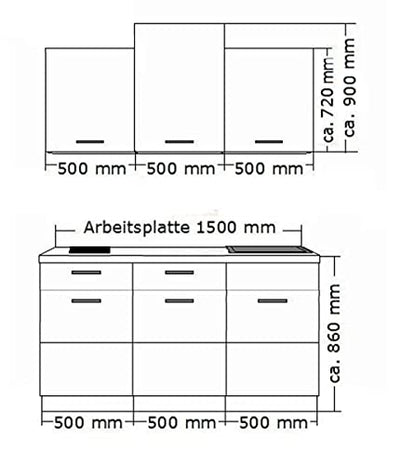 Küche Stilo Weiß + Artisan 150 Küchenzeile Küchenblock Einbauküche Singleküche