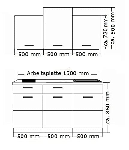 Küche Stilo Grau + Artisan 150 Küchenzeile Küchenblock Einbauküche Singleküche