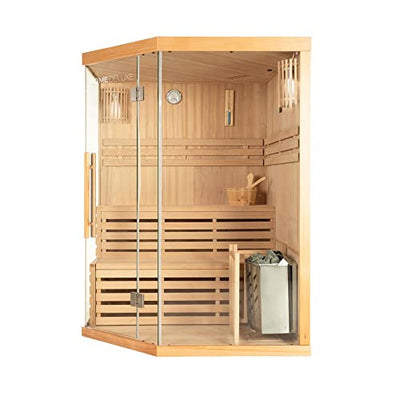 Home Deluxe - Traditionelle Sauna - Skyline XL - Maße: 150 x 150 x 200 cm - für 2-3 Personen, Hemlocktanne, inkl. Ofen, Saunazubehör I Dampfsauna Aufgusssauna Finnische Sauna