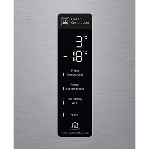 LG GBB567PZCMB1 Kühlschrank Combi 85 m, A++, Fassungsvermögen 374 l mit Wasserspender, Serie 7, Edelstahl Anti-Fingerprint