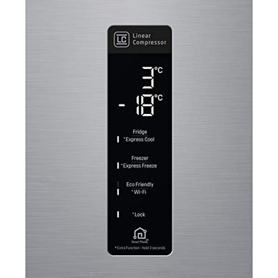 LG GBB567PZCMB1 Kühlschrank Combi 85 m, A++, Fassungsvermögen 374 l mit Wasserspender, Serie 7, Edelstahl Anti-Fingerprint