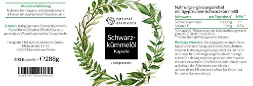 Schwarzkümmelöl - 400 Kapseln - 1000mg pro Tagesdosis - Ägyptisch, naturbelassen und kaltgepresst