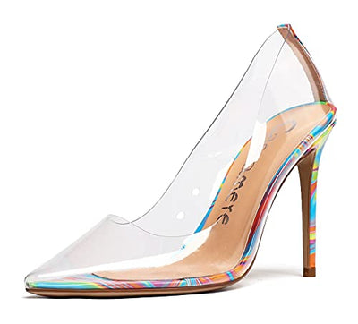 Castamere Damen High Heels Klar Transparent Stilettos Slip-On Pumps 10CM Mehrfarbig Schuhe EU 41.5