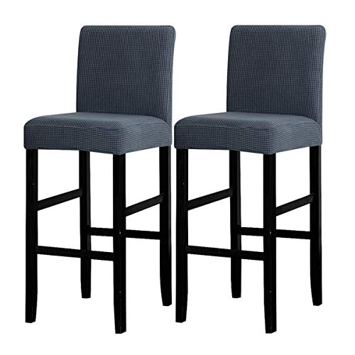 LANSHENG Bar Stuhlhussen, Stretch Abnehmbarer waschbarer Stuhl Schonbezug für Short Swivel Dining Chair Rückenlehne Barhocker Stuhl (Grau,2 Stück)