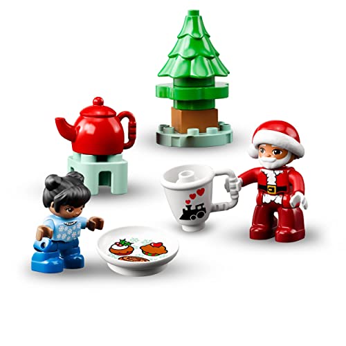 LEGO 10976 DUPLO Lebkuchenhaus mit Weihnachtsmann Figur, Weihnachtshaus-Spielzeug, Geschenk für Kleinkinder ab 2 Jahren, Bausteine, Lernspielzeug für Mädchen und Jungen