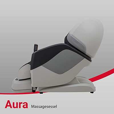 Casada Aura Luxus-Massagesessel – Massagestuhl mit 4D-Massage, Zero-Gravity, Hot-Stone-Massage und Braintronics-Funktion für Ganzkörper-Massage - mit Fernbedienung und HD-Lautsprecher (grau-weiß)