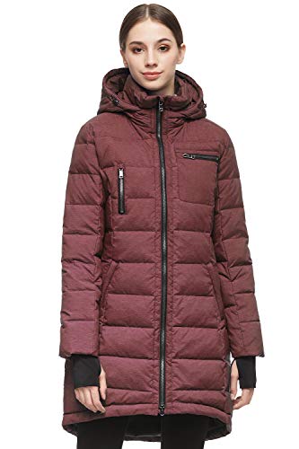 Orolay Damen Daunenmantel Winterjacke Langarm, Weinrot, S