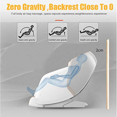 Lzour 4D SL-Track Zero Gravity Recliner Massagestuhl, Ganzkörper Shiatsu Massagestuhl mit Bluetooth-Heiz- und Fußrollenmassagegerät,Braun