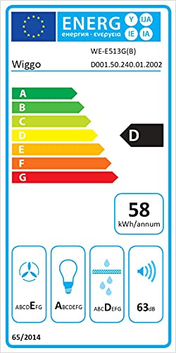 Wiggo Dunstabzugshaube 50cm kopffrei I Abluft Umluft Dunstabzug 300m³/h - LED Touch-Display 3 Stufen I Schräghaube inkl. Fettfilter & 2x Kohlefilter I Abzugshaube mit Glasfront schwarz