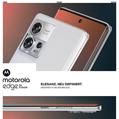 Motorola edge30 fusion Smartphone (6,55"-FHD+-Display, 50-MP-Kamera, 8/128 GB, 4400 mAh, Android 12), Aurora White, inkl. Schutzcover + KFZ-Adapter [Exklusiv bei Amazon]