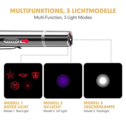 Toozey LED Pointer Katzen Hund Spielzeug Haustier LED Light Licht Pointer mit USB Wiederaufladbar, Bonus Zwei kleine Mäuse Spielzeug