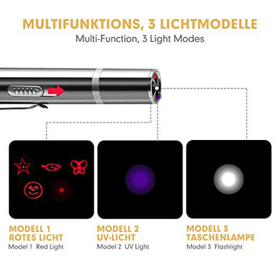 Toozey LED Pointer Katzen Hund Spielzeug Haustier LED Light Licht Pointer mit USB Wiederaufladbar, Bonus Zwei kleine Mäuse Spielzeug