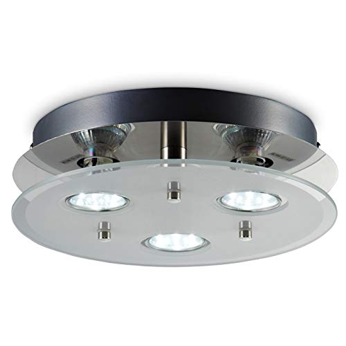 B.K.Licht I Deckenleuchte LED I Deckenstrahler I Deckenlampe I warmweiße Lichtfarbe I inkl. 3 x 3W 250 lm GU10 I matt nickel I IP20