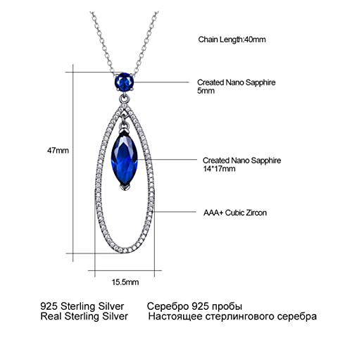 ACEACE Erstellt Saphir Wassertropfen Ohrringe Halskette Reale 925 Sterling Silber Schmuck Sets for Frauen Klassisches Geschenk Fine Schmuck (Gem Color : Sapphire)