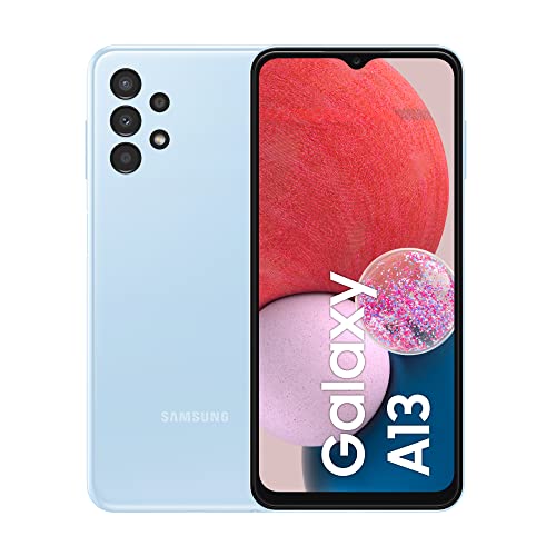 Samsung Galaxy A13 Android-Smartphone, 6,6 Zoll Infinity-V Display, Android 12, 4 GB RAM und 64 GB interner erweiterbarer Speicher, Akku 5.000 mAh ³, Hellblau