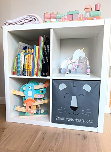 Sappralot Kids - Löwe Aufbewahrungsbox grau für Kinder und Baby, schöne praktische Spielzeugkiste für jedes Kinderzimmer, kompatibel mit IKEA Kallax Regale (33x33x33), Löwe