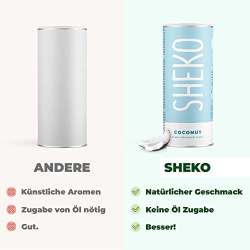 SHEKO Eiweißshake zum Abnehmen | Eiweißpulver Kokos 25 Mahlzeiten | Ideal als Proteindrink oder vollwertige Mahlzeit | Protein Shake glutenfrei