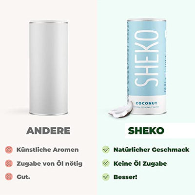 SHEKO Eiweißshake zum Abnehmen | Eiweißpulver Kokos 25 Mahlzeiten | Ideal als Proteindrink oder vollwertige Mahlzeit | Protein Shake glutenfrei