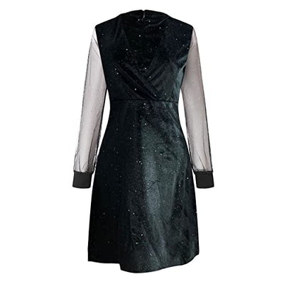 BOTCAM Minikleid Damen 2022 Sexy V-Ausschnitt Schwarze Elegante Party Club Kleid Cocktailkleid Festlich Partykleid Abendkleid Strandkleid Glitzer Silvester Brautkleid Brautjungfern Kleid Ballkleid