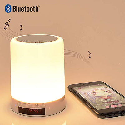 Benutzerdefiniertes Foto Nachttischlampe Stimmungslicht mit Bluetooth Lautsprecher, USB Wiederaufladbar Smart Touch Control Nachtlicht Musik Spielen Tischlampe für Schlafzimmer (Volle Farbe)