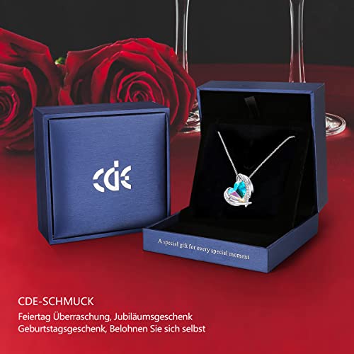 CDE Kette Damen Rosegold Herz Halskette für Frauen Schmuck mit Elegante Geschenkverpackung Geschenk für Sie Frau Freundin Mama Valentinstag/Party/Hochzeitstag/Jubiläum/Geburtstag/Weihnachten