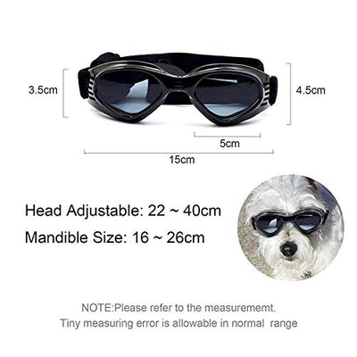 WELLXUNK Hunde Sonnenbrille Verstellbarer Riemen für UV-Sonnenbrillen Wasserdichter Schutz für kleine und mittlere Hunde