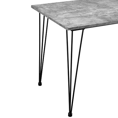 [en.casa] Design Esstisch 'Kiel' in Beton-Optik 120x70cm - Küchentisch Esszimmertisch Tisch mit Hairpin-Legs