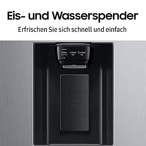 Samsung RS6GA884CSL/EG Side-by-Side Kühlschrank, 178 cm, 635 ℓ, WiFi-Steuerung, 35 dB(A) Geräuschlevel, Wasser- und Eisspender, Metal Cooling, Frischwasseranschluss, Edelstahl Look