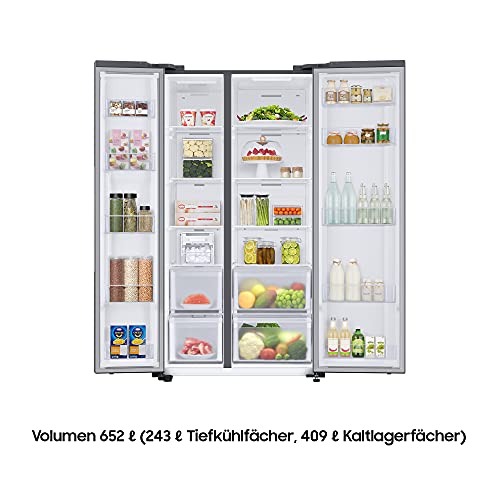 Samsung RS6KA8101S9/EG Side-by-Side Kühlschrank,178 cm, 652 ℓ, 243 ℓ Gefriervolumen, Space Max Technologie, Edelstahl Look