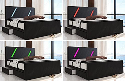 Sofa Dreams Boxspringbett Toulon Samt Sun Velvet Polsterbett mit Samtbezug Stauraum LED Licht Hotelmatratze (200 x 200 cm, Warmgrau-sv1024)