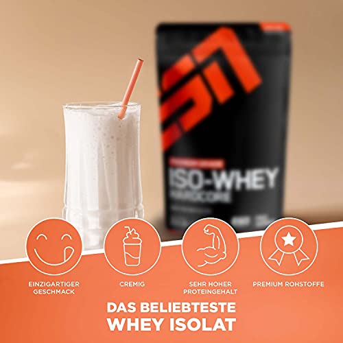 ESN IsoWhey Hardcore, 2 x 1000 g Chocolate Standbeutel + Gratis ESN Shaker