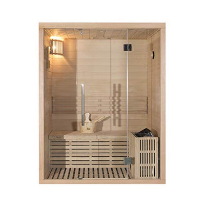 Wellis Igneus Hemlock finnische Sauna 150x105x190cm Komplett-Set inkl. Saunaofen Saunazubehör