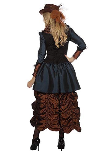 shoperama Steampunk Kleid Braun/Blau Damen-Kostüm Burning Man viktorianisch Industrial Retro-Futurismus hochwertig, Größe:40