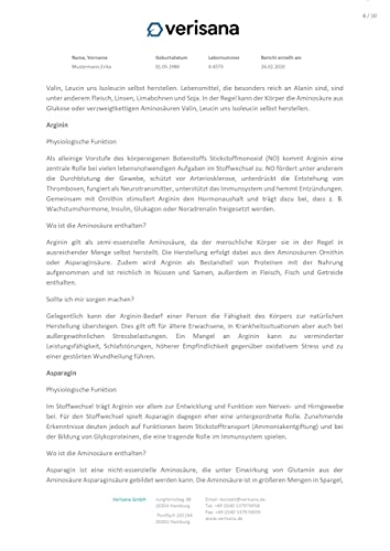 Aminosäure Test auf 18 Aminosäuren – Aminogramm inkl. essentielle Aminosäuren Leucin, Methionin, Phenylalanin, Threonin, Tryptophan, Valin