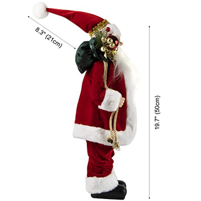 ABXMAS Weihnachtsmann Figur für Weihnachtsdeko Ornament, Santa Claus Puppe für Fenster Tisch Display Tisch 50cm, Weihnachtsmannpuppe Spielzeug Geschenk Kinder Mädchen Erwachsene