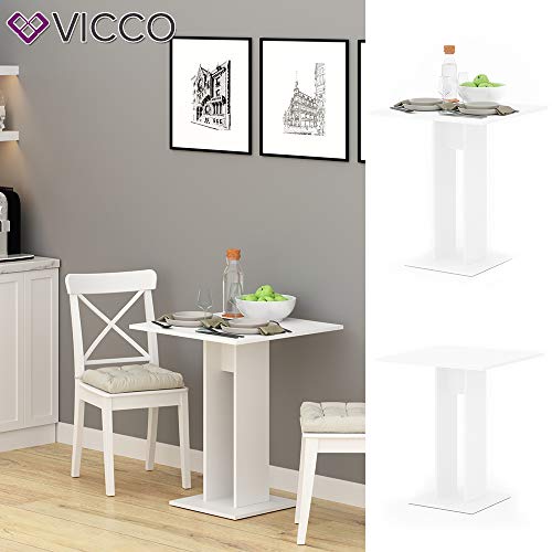 VICCO Esstisch EWERT Küchentisch Esszimmer Tisch Säulentisch weiß 65x65 cm (Weiß)